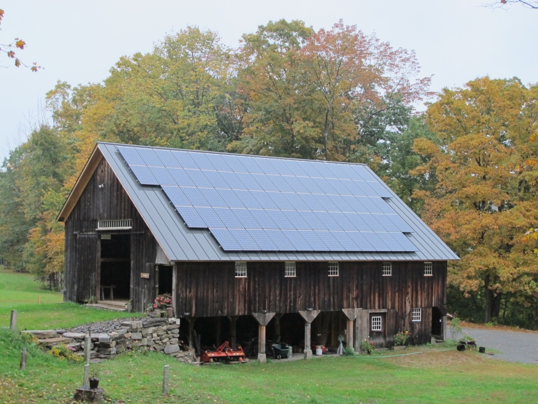 Our barn in October with an 18 kW group-net-metered solar array