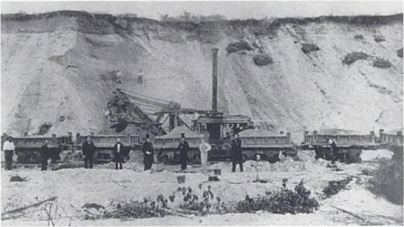 A gravel train in Needham, MA from the 1860s. Source: BostonGeology.com